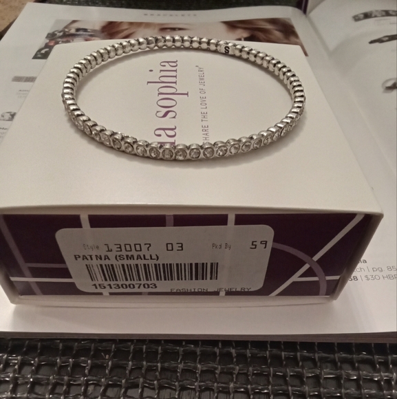 Lia Sophia French Dot Silver-tone Bangle Bracelet - Picture 4 of 4